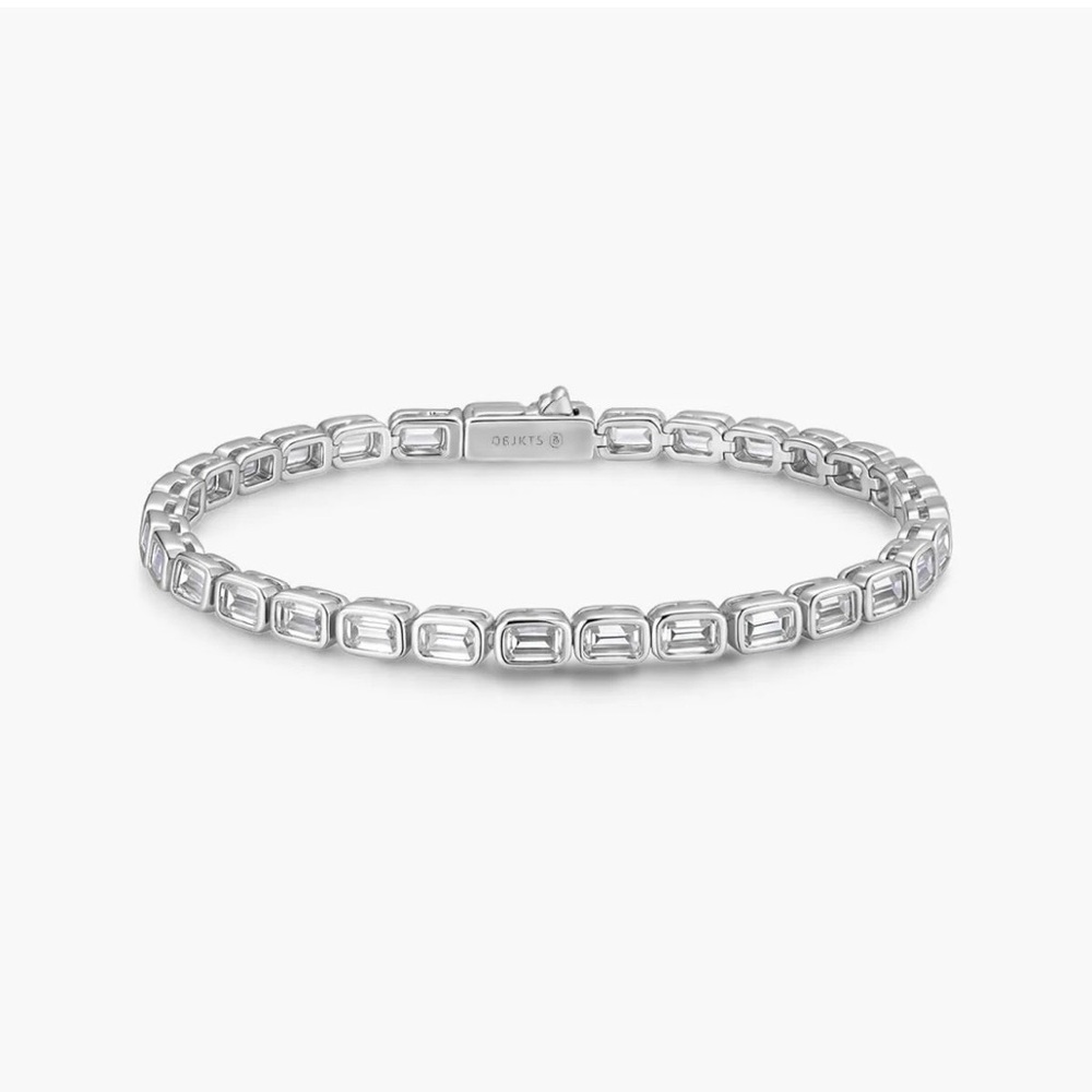 Emerald Cut Bezel Set CZ Tennis Bracelet